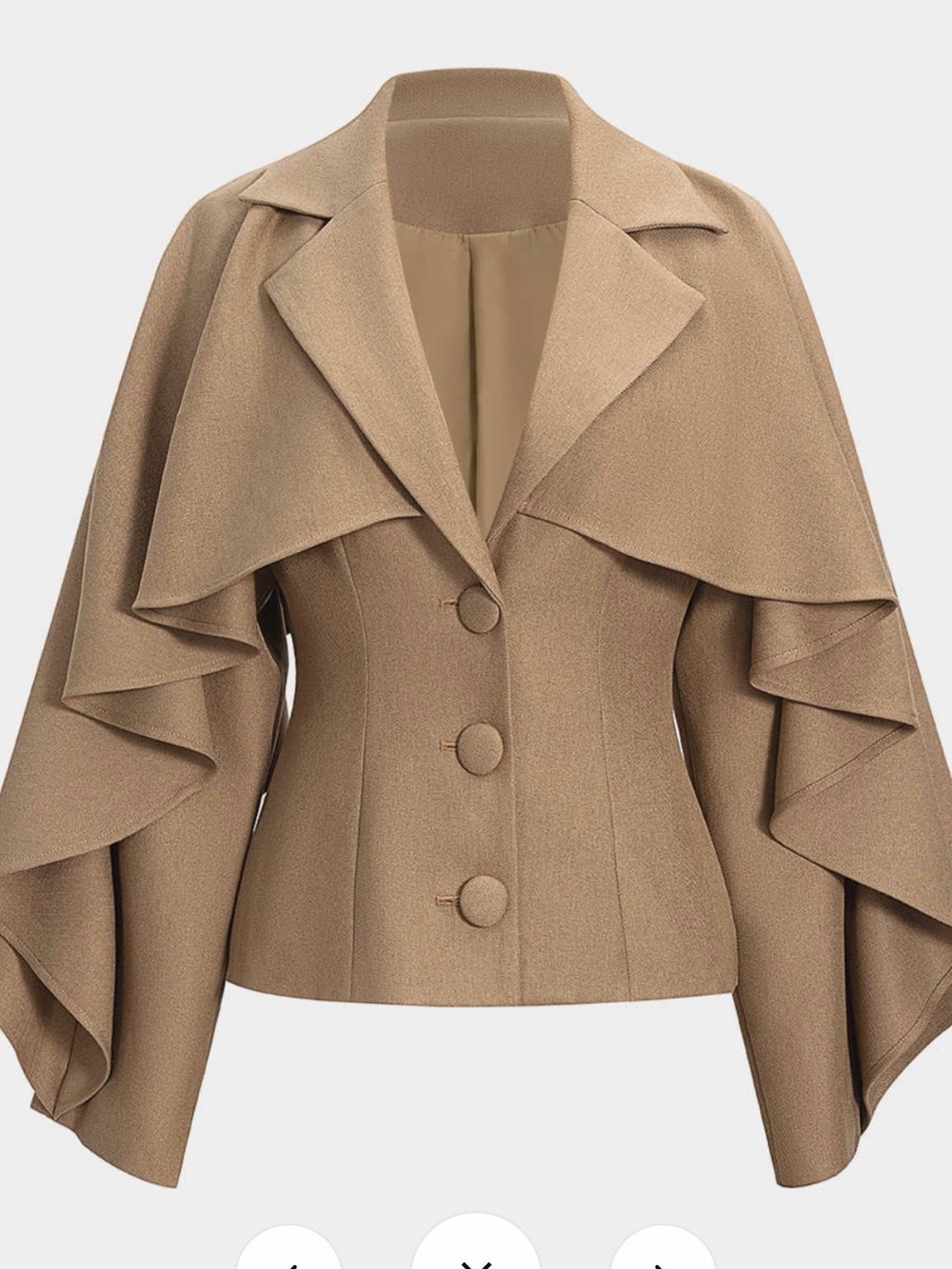 Womens Structured Cascade Cape Blazer in Camel
